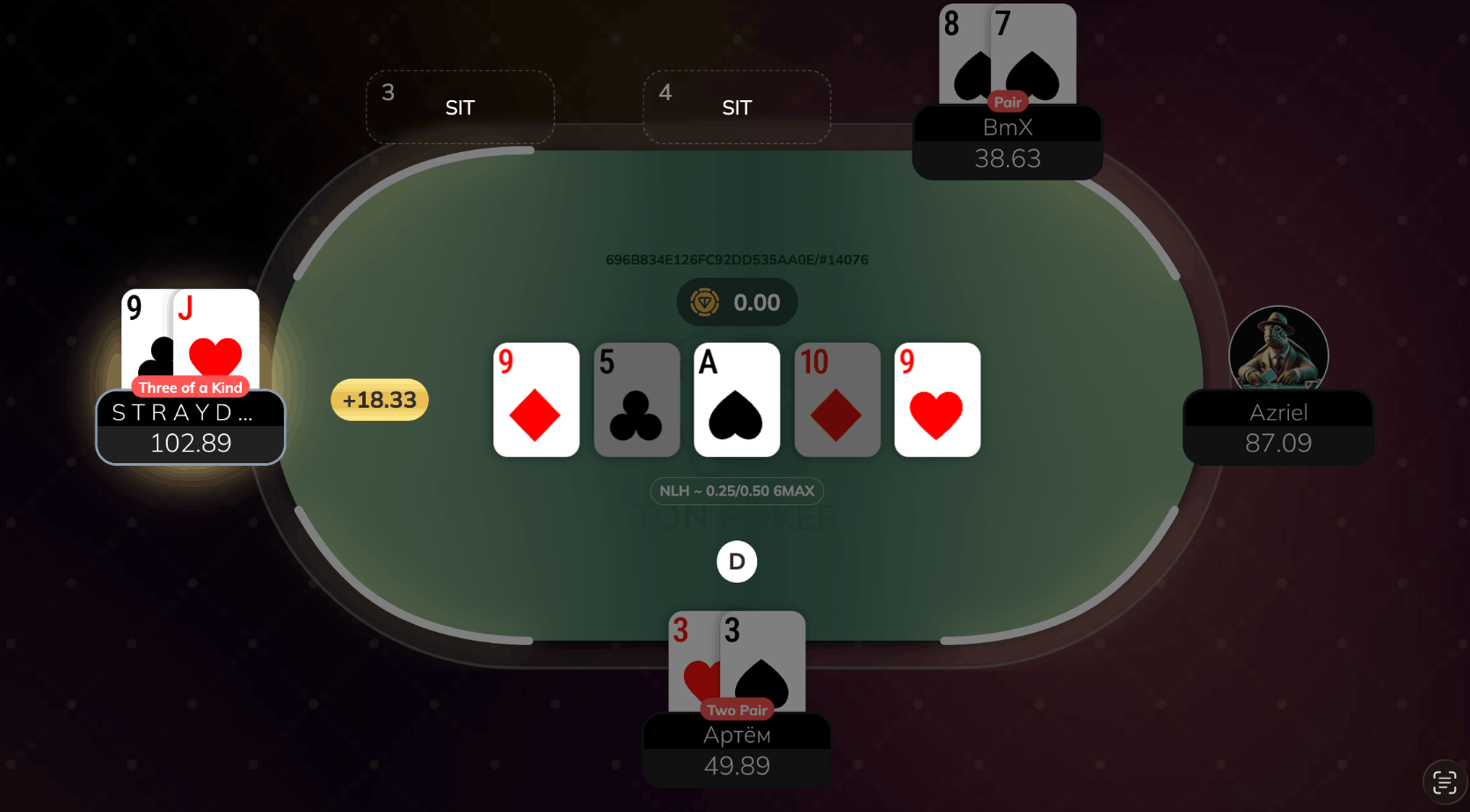 Poker lobby UI screenshot